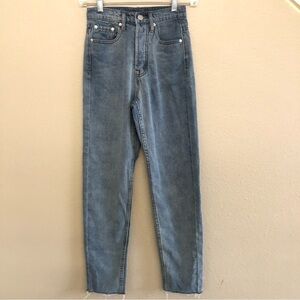 Princess Polly Button Fly Raw Hem High Waist Jeans Size 0/EU 32